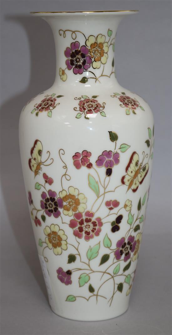 A Zsolnay vase decorated with butterflies and flowers